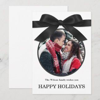 Black Elegant Merry Christmas Greeting Photo Inbjudningar