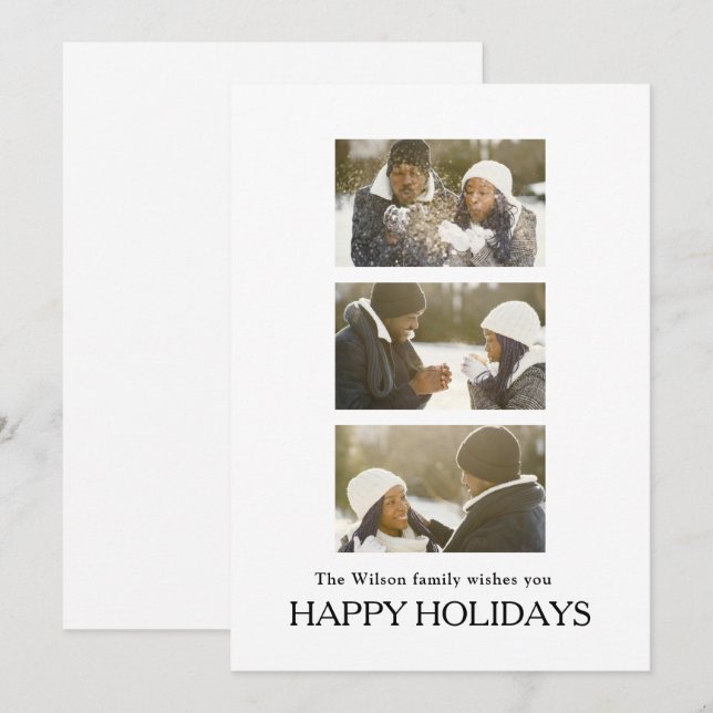 Black Elegant Merry Christmas Greeting Photo  Inbjudningar (Fram/baksida)