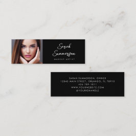 Black Elegant Minimal Photo Makeup Mini Visitkort