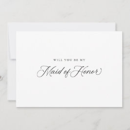 Black Elegant Modern Script Maid of honor Frieri Inbjudningar