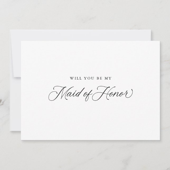 Black Elegant Modern Script Maid of honor Frieri Inbjudningar (Framsida)