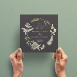 Black elegant, modernt botaniskt skript bröllop spara datumet