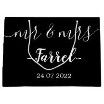 Black Elegant Mr & Mrs Bröllopsdag Gift Bag