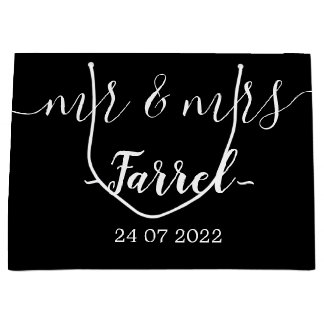 Black Elegant Mr & Mrs Bröllopsdag Gift Bag
