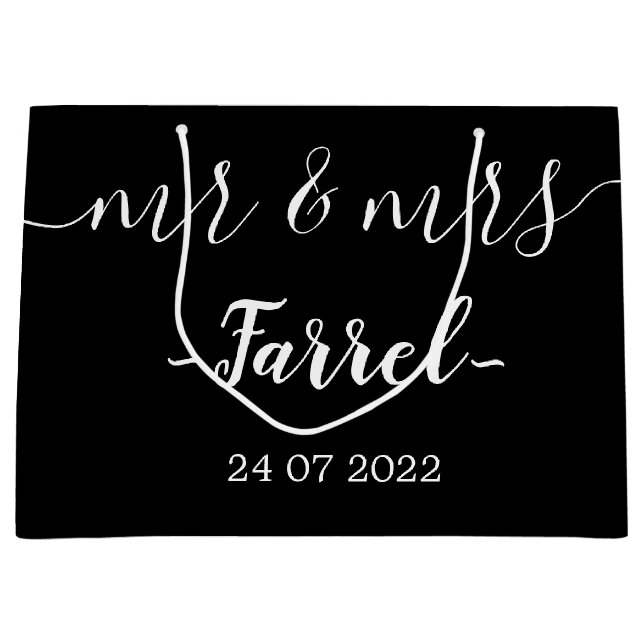 Black Elegant Mr & Mrs Bröllopsdag Gift Bag (Framsidan)