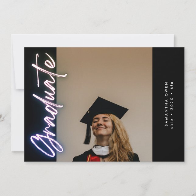 Black Elegant Ombre Neon Grad Photo Meddelande (Framsida)