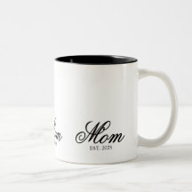 Black Elegant Script Established Mom