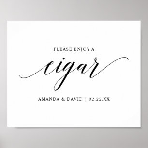 Black Elegant Typography Bröllop Cigar pub Sign Poster