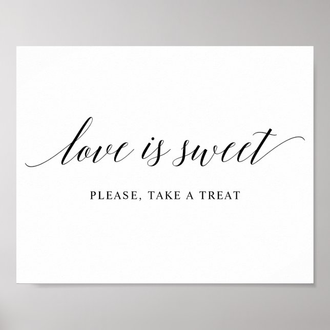 Black Elegant Typography Bröllop "TREAT"-tecken Poster (Framsidan)
