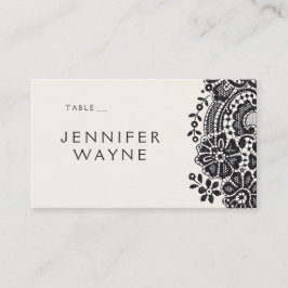 Black elegant vintage snöre bröllop-platskort placeringskort
