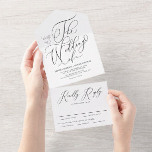 Black Elegant Whimsical Calligraphy Bröllop