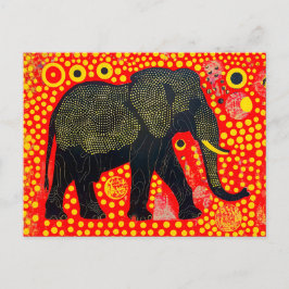 Black Elephant med Orange Bubble Mönster Helg Vykort