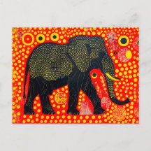 Black Elephant med Orange Bubble Mönster