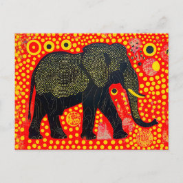 Black Elephant med Orange Bubble Mönster Helg Vykort