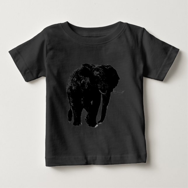 Black Elephant Silhouette Tee Shirt (Framsida)