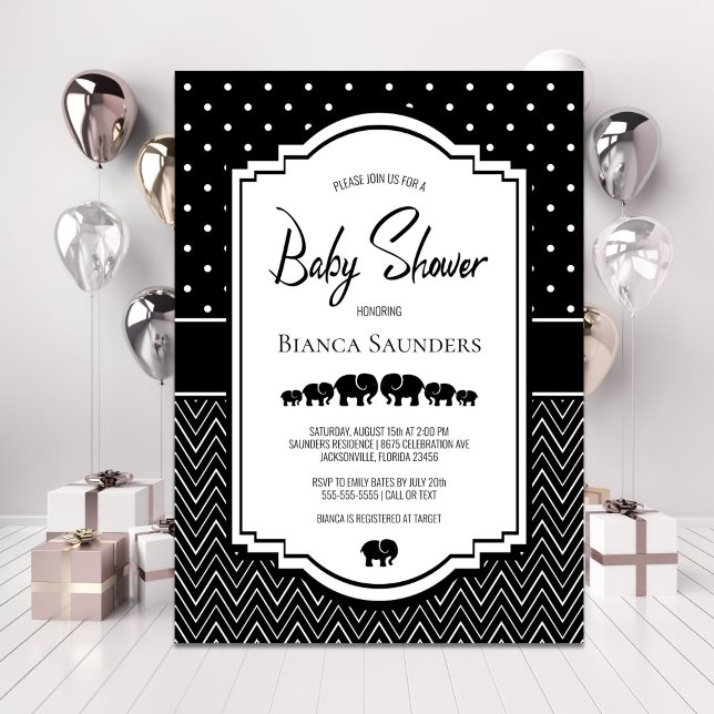 Black Elephants Baby Shower Inbjudningar (Skapare uppladdad)