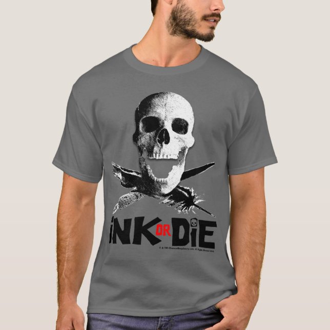 "Bläck- eller matris" grå färgT-tröja Tee Shirt (Framsida)