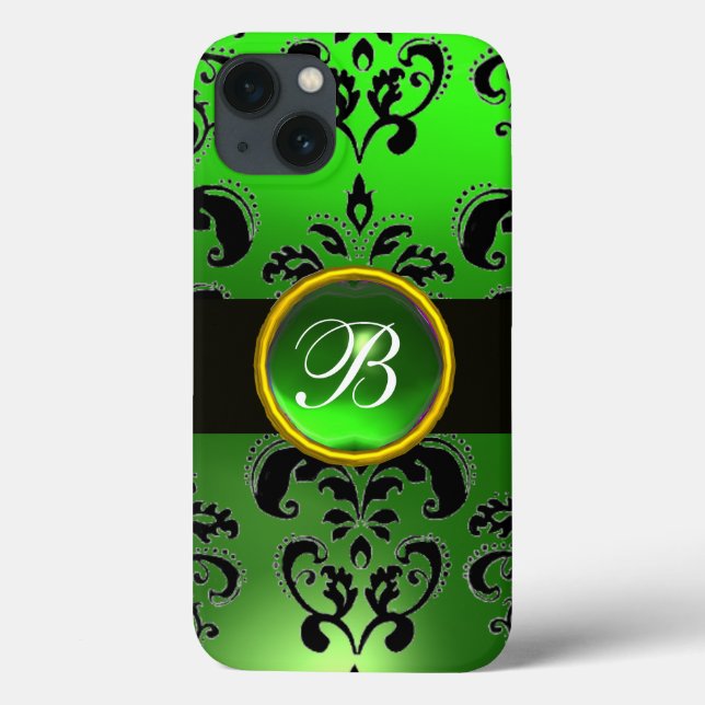 BLACK EMERALD GRÖNT BURGUNDY DAMASK MONOGRAM (Baksida)