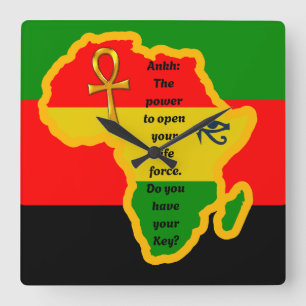 Black Empowerment Ankh Life Force Clock Fyrkantig Klocka
