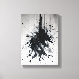 Bläck Eruption Dramatic Black Splatter Canvastryck
