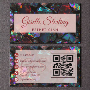 Black Esthetician Opal Gemstone QR-kod Visitkort