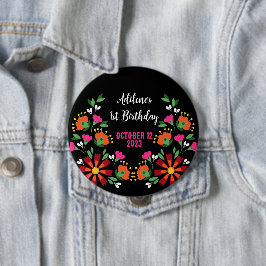 Black Ethnic Flower Fiesta Mexican Embroidery Knapp