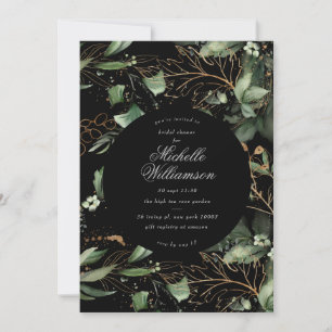 Black Eucalyptus Golden Boho Elegant Pampas Möhipp Inbjudningar