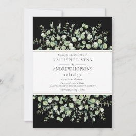 Black Eucalyptus Wedding Inbjudningar