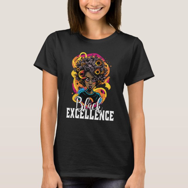 Black Excellence African Pride Black History Month T Shirt (Framsida)