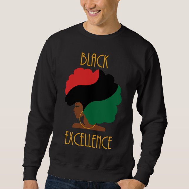 Black Excellence Pan African Flagga Afro Black His Lång Ärmad Tröja (Framsida)