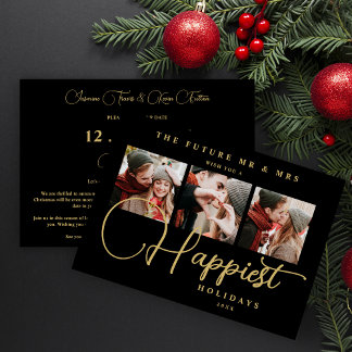 Black Exquisite Sophisticated Wedding Xmas 3Photos Spara Datumet