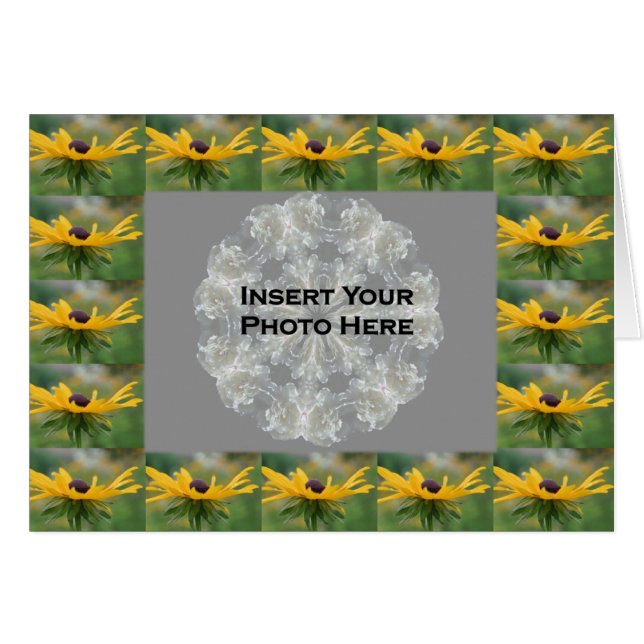 Black Eyed Susan Blommigt Gräns Photo Card Hälsningskort (Framsidan Horizontal)