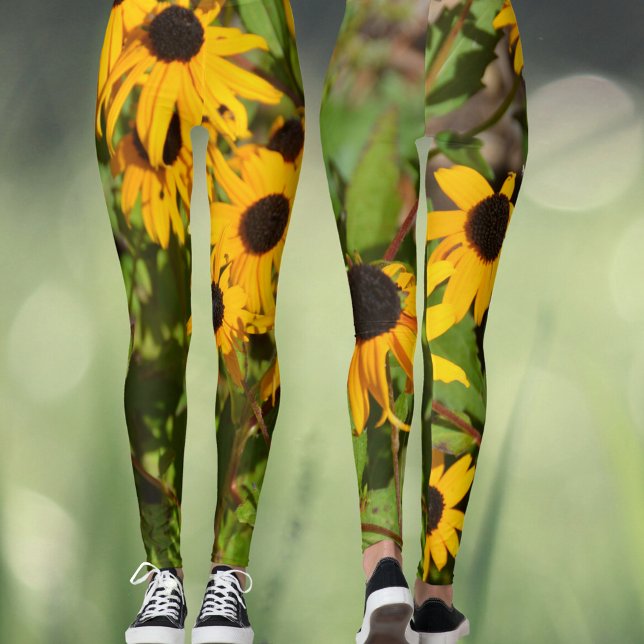Black-Eyed Susan Bold Blommigt Botanical Leggings (Skapare uppladdad)