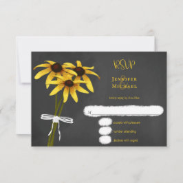 Black Eyed Susan chalk teckning wildblommor bröllo OSA Kort
