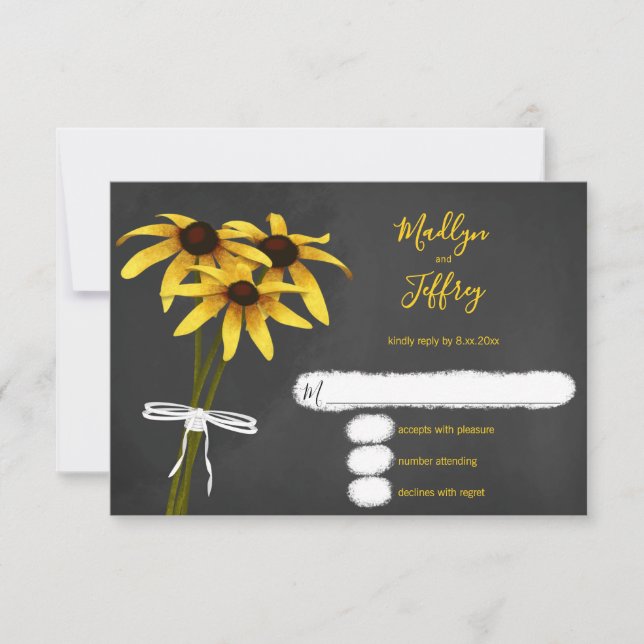 Black Eyed Susan chalkboard wildblommor OSA Kort (Framsida)