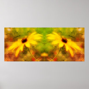 Black Eyed Susan Daisy Abstrakt Distress Poster