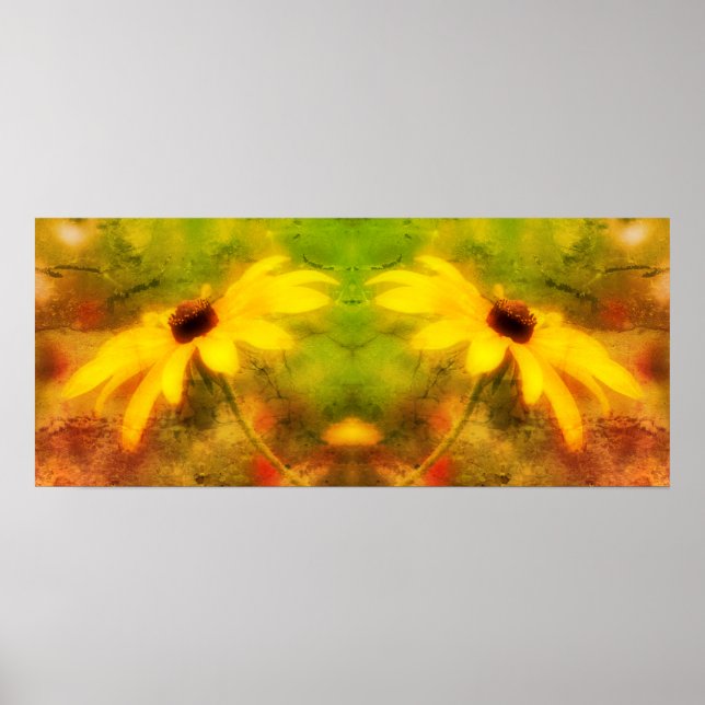 Black Eyed Susan Daisy Abstrakt Distress Poster (Framsidan)