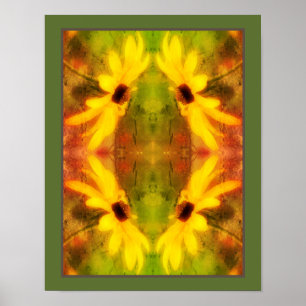 Black Eyed Susan Daisy Distress Abstrakt Poster
