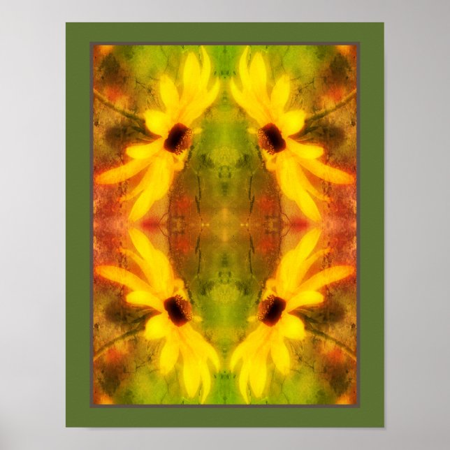 Black Eyed Susan Daisy Distress Abstrakt Poster (Framsidan)