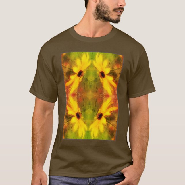 Black Eyed Susan Daisy Distress Abstrakt T Shirt (Framsida)
