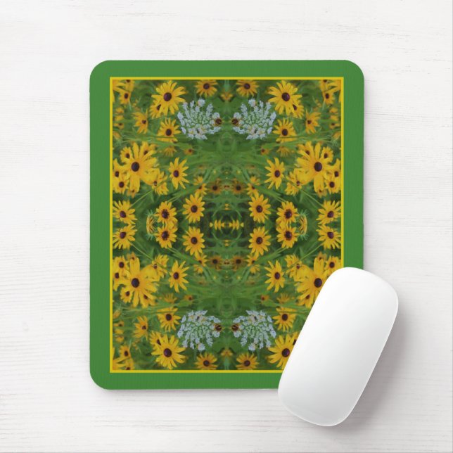 Black Eyed Susan Daisy Flower Painting Abstrakt Musmatta (Med mus)