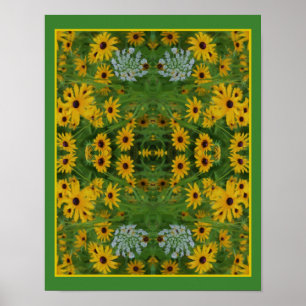 Black Eyed Susan Daisy Flower Painting Abstrakt Poster