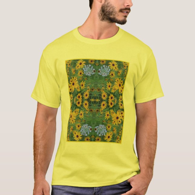 Black Eyed Susan Daisy Flower Painting Abstrakt T Shirt (Framsida)