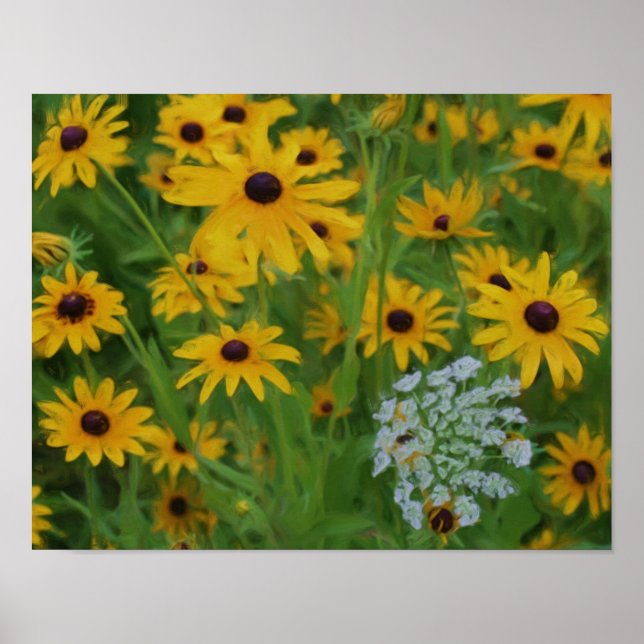 Black Eyed Susan Daisy Flower Photo Painting Poster (Framsidan)