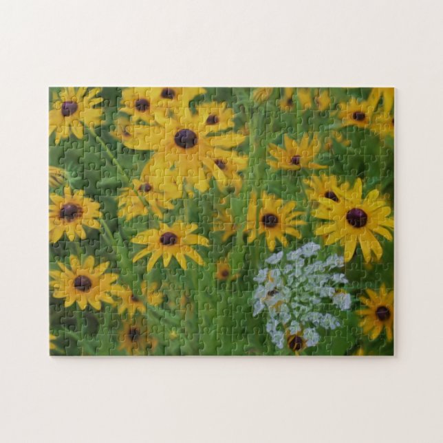 Black Eyed Susan Daisy Flower Photo Painting Pussel (Horisontell)