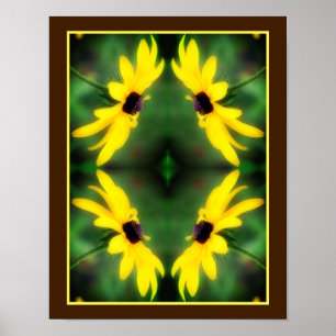 Black Eyed Susan Daisy Flower Spegel Abstrakt Poster