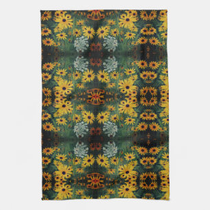 Black Eyed Susan Fält Flowers Abstrakt Mönster Kökshandduk