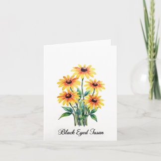 Black Eyed Susan Floral Blank Note Card Anteckningskort