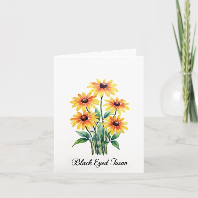 Black Eyed Susan Floral Blank Note Card Anteckningskort (Framsida)