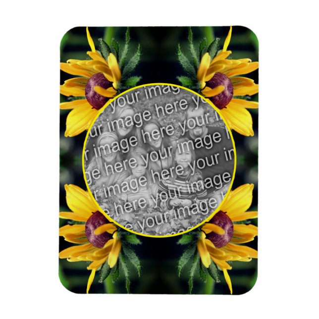 Black Eyed Susan Flower Ram lägger till ditt foto Magnet (Vertikal)
